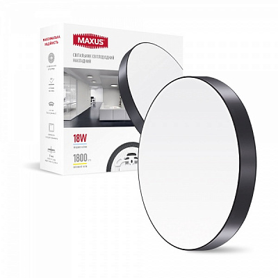 Светильник настенно-потолочный Maxus 18 Вт черный 4100 К 1-MSP-1841-SLB 