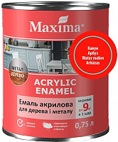 Акваэмаль Maxima акриловая для дерева и металла арбуз шелковистый мат 0,75л