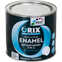 Эмаль Atoll ORIX COLOR 3 в 1 RAL 9011 черный глянец 2л
