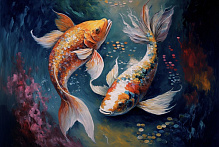 Репродукция Яркие рыбки 50х70 50x70 см Арт Фемелі 