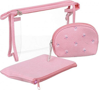 Набір косметичок Квітка В107-6 рожевий