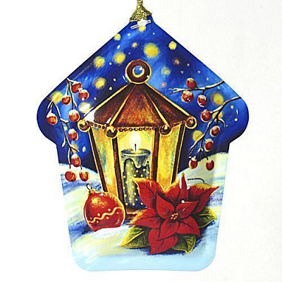 Елочная игрушка домик Фонарь 10 см 