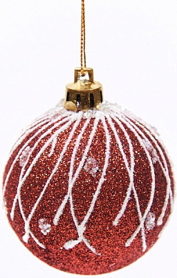 Куля новорічна Іскра 80 мм червоний 6636
