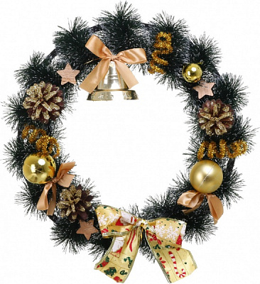 Венок рождественский с украшениями цвет в ассортименте d370 мм 