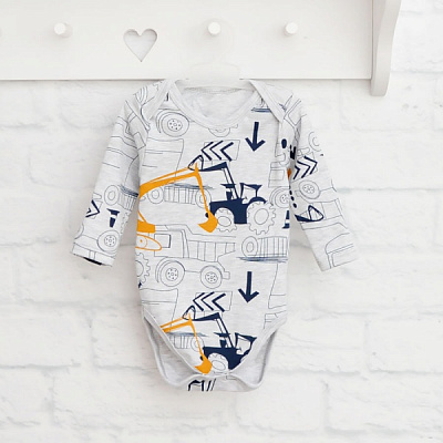 Боди детское для мальчика Blanka Машинки р.74 серый 110260 