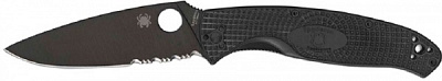 Ніж складаний Spyderco Resilience Black Blade FRN, напівсерейтор 87.14.97