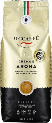 Кава в зернах O'CCAFFE Crema e Aroma 100% Arabica 1000 г (8013663001095)