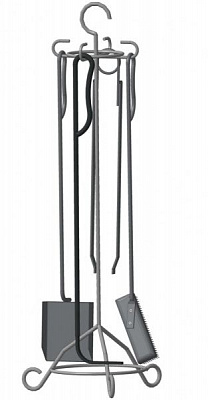 Комплект для каміна Стійка, кочерга, совок, щипці, щітка