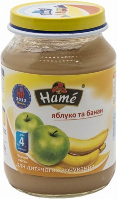 Пюре Hame Яблуко та банан 190 г 8595139717162
