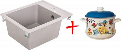 Мойка для кухни Metalac Х granit-quadro 40 152982 + сифон + кастрюля 