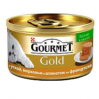 Корм Gourmet Gold паштет с уткой морковью и шпинатом по-французки 85 г