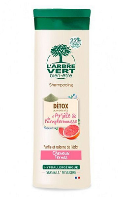 Шампунь-детокс L'Arbre Vert для тусклых волос с экстрактами глины и грейпфрута 250 мл