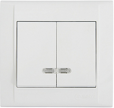 Вимикач двоклавішний Makel Defne з підсвіткою білий 42001023