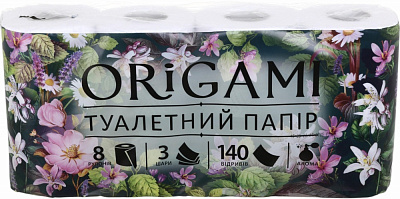 Туалетная бумага ORIGAMI Aroma трехслойная 8 шт.