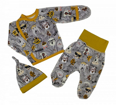 Комплект для новорожденных Маленькие люди Собачки серый р.50–56 