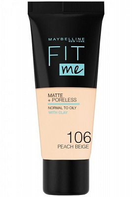 Тональный крем Maybelline New York Fit Me Matte and Poreless Foundation 106 Peach Beige 30 мл