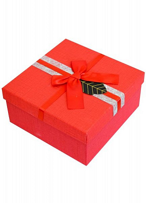 Коробка подарункова квадратна червона 19,5х19,5х9,5 см