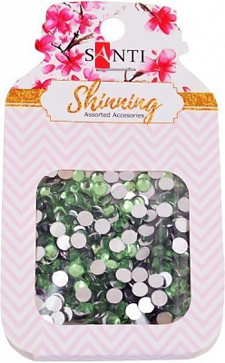 Самоклеющиеся стразы круглые, многогранные зеленые 8г 741503 