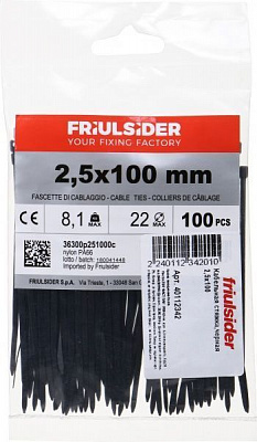Стяжка кабельная Другое 2,5x100 мм 100 шт. черный 