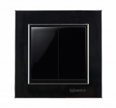 Выключатель двухклавишный Makel Karea без подсветки черный глянец 56111003