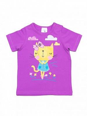 Футболка для дівчаток Luna Kids Кицька р.86 фіолетовий 0043