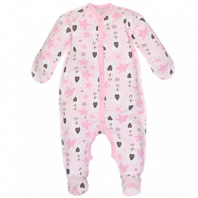 Комбинезон ясельный для девочки Татошка р.56 розовый с принтом 1502253мвк 