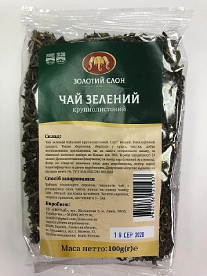 Чай зеленый Золотой Слон Зеленый 4820186121537 100 г 