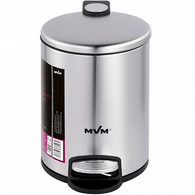 Ведро с крышкой MVM BIN-16 5L SS STEEL ROUND 5 л стальной 