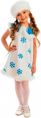 Костюм карнавальный КАРНАВАЛІЯ Снежинка р.122 белый с голубым 89053 