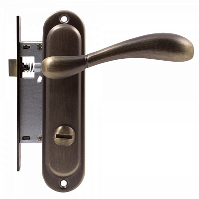 Ручка на планці RDA Imola + механізм Bruno 1251 AB WC 62 мм антична латунь