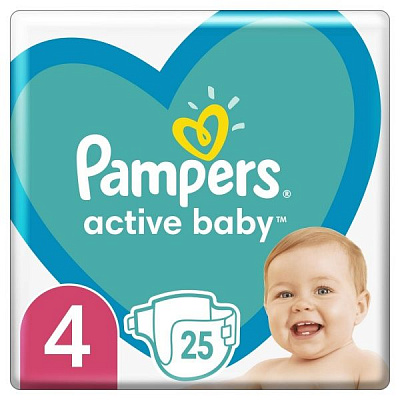 Подгузники Pampers Active Baby Размер 4 (9-14 кг) 25 шт.