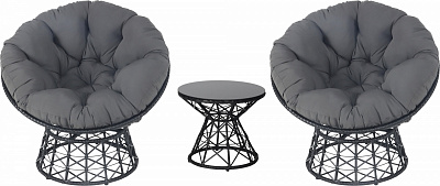 Комплект меблів Indigo ЛІЛІ столик 54x54x48 см + 2 крісла 90х82х79 см графіт