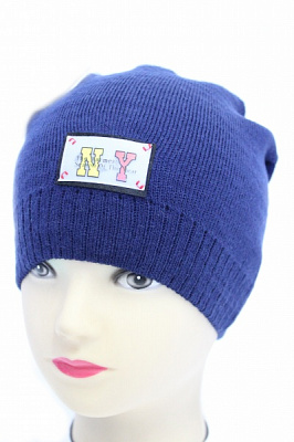 Шапочка дитяча для хлопчиків Kraft+ р.48-50 темно-синій 2303