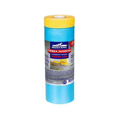 Плівка захисна з малярною стрічкою Mustang 3000 мм x 15 м
