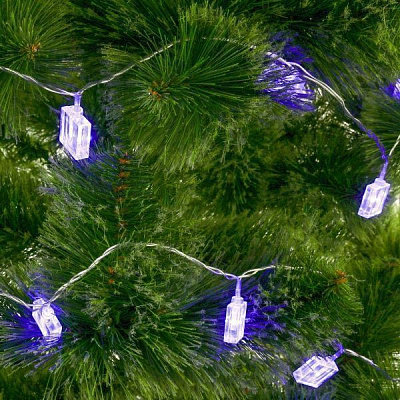 Электрогирлянда линейная внутренняя встроенный светодиод (LED) 20 ламп 3м Синие кубики-льдинки LD020B-AY/BL 