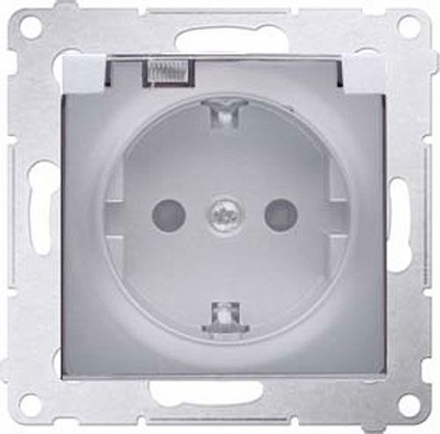 Розетка із заземленням Simon 54 з кришкою сріблястий DGSZ1BZ.01/43A
