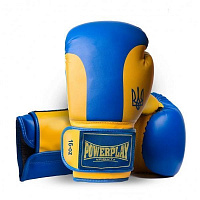 Боксерские перчатки PowerPlay р. 16 16oz 3021_16 синий с желтым