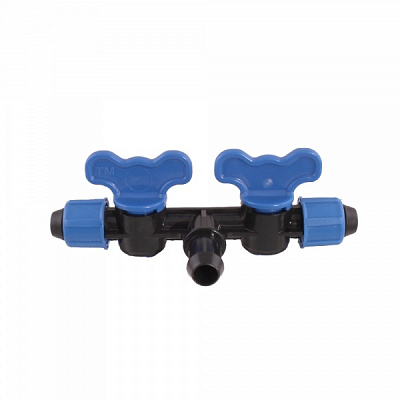 Кран прохідний подвійний зажимний для крапельного поливу Sertsan 17x16x17