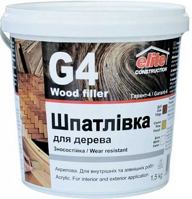Шпаклевка для дерева износостойкая Гарант-4 Elite Construction белый 1500 мл