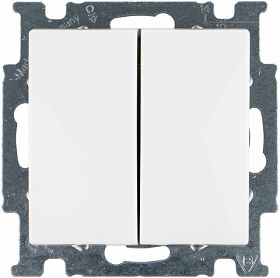 Вимикач прохідний двоклавішний ABB Basic 55 без підсвітки 10 А 230В IP20 білий 2006/6/6 UC-94