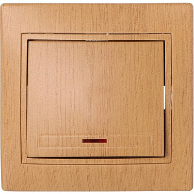 Вимикач одноклавішний Lezard Mira з підсвіткою 220В дуб матовий 701-5151-111