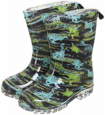 Сапоги резиновые для мальчиков Динозавр KP26 размер 28 черный с зеленым 