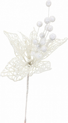 Декорация новогодняя цветок с длинными тычинками 17х27 см цвет в ассортименте