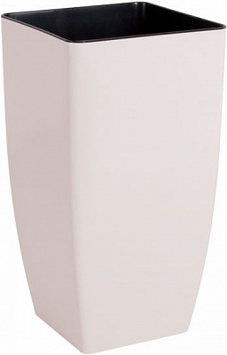 Вазон пластиковый Алеана Квадро 22*22*41,5 см квадратный 15 л бело-розовый 