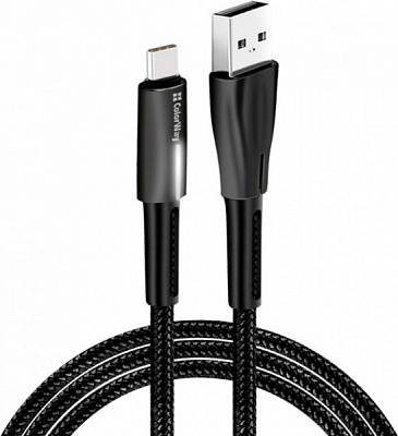 Кабель ColorWay USB - Type-C (Zinc Alloy + Led) 2.4А 1 м black 