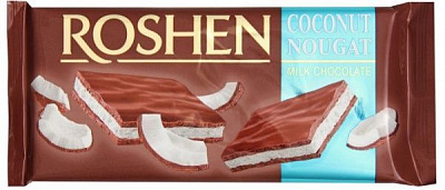 Шоколад Roshen молочний з кокосовою нугою 90 г