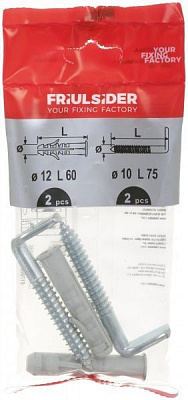 Дюбель із L-гаком 12/10x75 мм 1 шт. Friulsider
