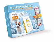 Подарочный набор кормов для щенков всех пород Brit Care Puppy Lamb and Rice 3 кг сухого корма + 2 консервы с ягненком и рисом