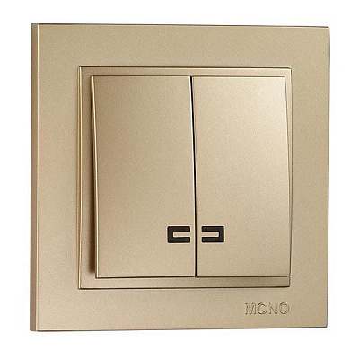 Вимикач двоклавішний Mono Despina з підсвіткою 10 А 250В бронзовий 102-232325-103