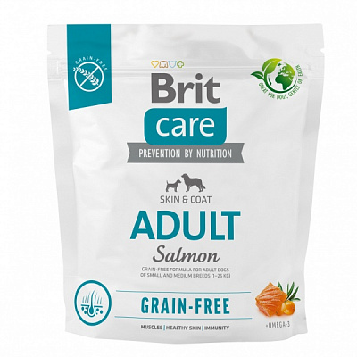 Корм сухой для малых пород/для средних пород Brit Care с лососем 1 кг
